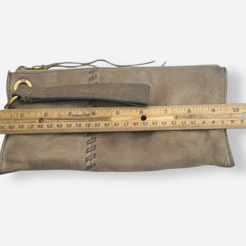 Hobo International Vida Wristlet Gray Leather Clutch Purse‎ Wallet